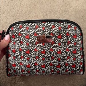 Bebe Red and Black Heart Patterned Women's Toiletry Bag